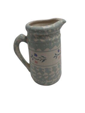 Pitcher Blue  White Santa Ana Inc Crock Shop Floral Design Pottery